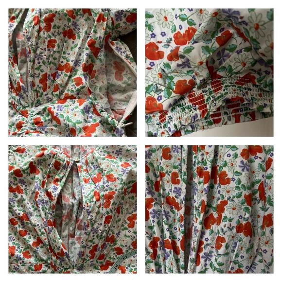 ByTiMO Festive Floral Puff Sleeve Mini Drop Waist Dress In Poppy Size XS - Picture 12 of 16